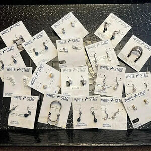 19 PC White Stag Jewelry Sets - Earrings / Rings